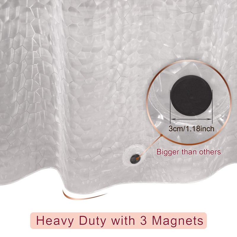Bostofy Shower Curtain Liner 8G EVA Thick Shower Curtain with Heavy Duty 3 Bottom Magnets, Shower Liner for Shower Stall, Bathtubs, 3D Pebble Pattern - Image 4